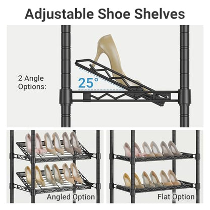 VIPEK S20 Heavy Duty Clothes Rack with 7-Tiers Shoe Shelves, Black - color: Black, size: S20