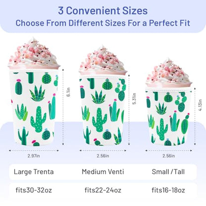 Iced Coffee Sleeve Reusable Neoprene Cup Sleeves, Cactus - color: Cactus