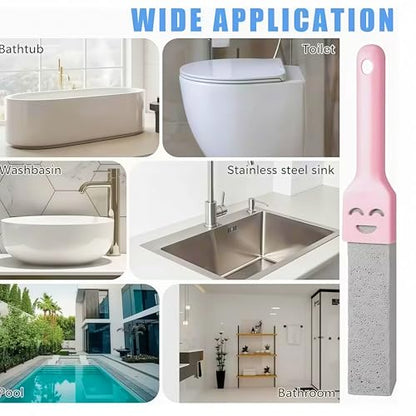Pumice Stone Toilet Cleaner, Handled Bowl Scrubber, Bathroom Cleaning Tool for Hard Water Rings Calcium Buildup Sink Tub Pool Tile (Pink‘) - color: Pink‘