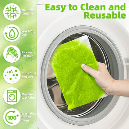 Reusable Microfiber Chenille Mop Pads Compatible with Swiffer Sweeper Mop - color: Chenille - Yellow Green, size: 6 Pack + 1 Pack