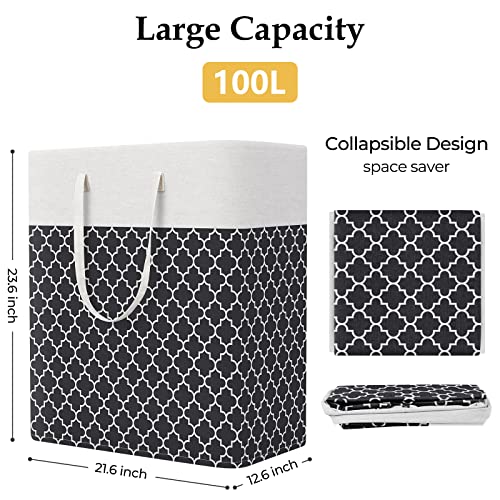 StorageRight Laundry Basket Hamper, 100L Clothes Storage, Clover Black - color: Clover Black, size: 100L
