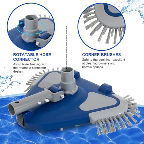 POOLAZA Weighted Pool Vacuum Head with Rotatable Hose Connector & Brushes