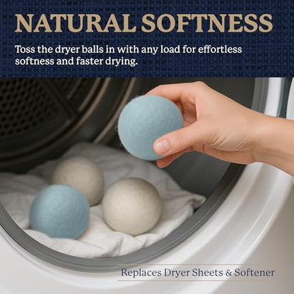 Farberware Wool Dryer Balls, 4-Pack, Reusable - color: White/Blue