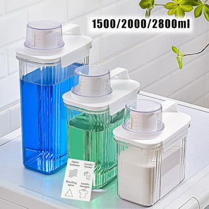 [2 Pack] Laundry Detergent Dispenser for Laundry Room Organization and Storage, 2800ml Laundry Soap Dispenser，Liquid Laundry Detergent Dispenser with 4 Removable Labels, BPA Free & Pet Plastic, Clear - style: 2800