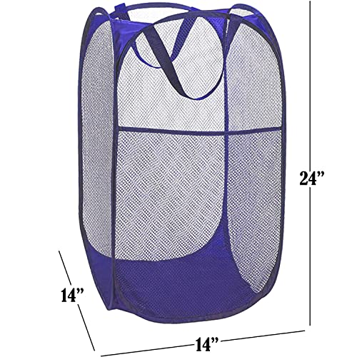 BATTOO Deluxe Strong Mesh Pop up Laundry Hamper Basket with Side Pocket Foldable Hamper for Laundry Room, Bathroom, Kids Room, College Dorm or Travel Royal Blue - color: Royal blue