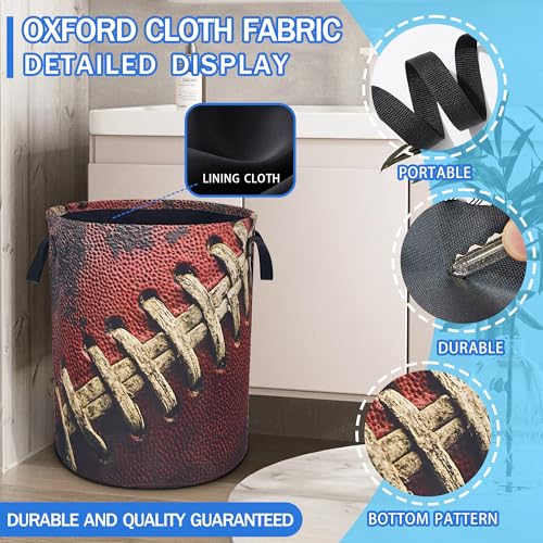 Vintage Football Texture Laundry Basket Foldable Oxford Cloth 18.9x 6.5 In - color: Vintage Football