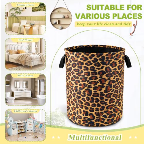 Brown Leopard Laundry Basket Foldable Waterproof Hamper 18.9 x 16.5 Inch - color: Brown Leopard