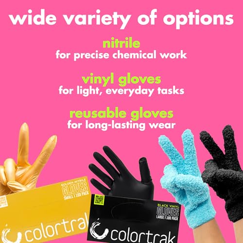Colortrak Black Vinyl Gloves, Extended Cuff, 100 Count, Large - size: Large