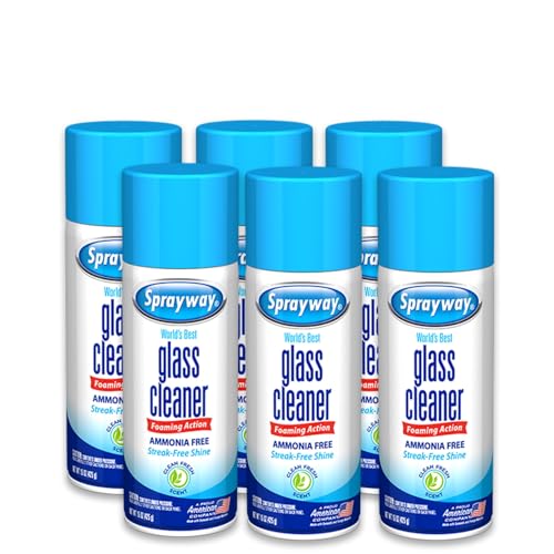 Sprayway Glass Cleaner Foaming Aerosol Spray, 15oz, Pack of 6 | Ammonia-Free, Streakless, Fast-Acting | Cleans & Polishes Glass Surfaces | Fresh Scent, Removes Fingerprints, Dust, Dirt, Smoke Film - size: 15 Ounce (Pack of 1)