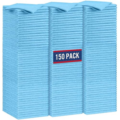 GLIMGLINT Microfiber Cleaning Cloth, 150 Pack Towels for Cars 14 X12 Inch - color: Blue