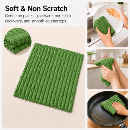 kimteny Microfiber Dish Cloths for Washing Dishes 12 Pack, Dark Green - color: Dark Green, size: 12 x 12 - 12 Pack