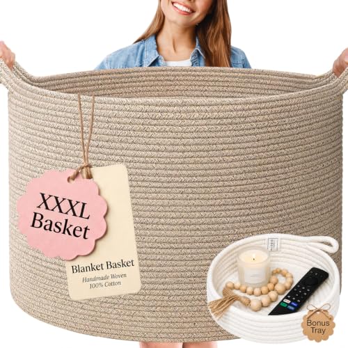 Huddle XXXLarge WASHABLE Blanket Basket for Living Room,Toys Storage, Baby - color: Oatmeal Beige, size: XXXL