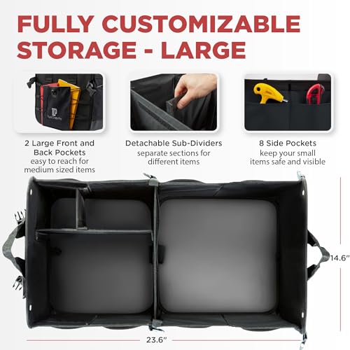 Car Trunk Organizer for SUV & Truck Cargo Storage, Large, Black - color: Black, size: Large