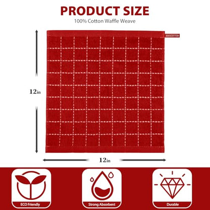 Nialnant 6 Pack Terry Kitchen Towels,Dish Cloths for Washing Dishes - color: Red, size: 12 x 12 in - 6PCS