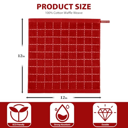Nialnant 6 Pack Terry Kitchen Towels,Dish Cloths for Washing Dishes - color: Red, size: 12 x 12 in - 6PCS