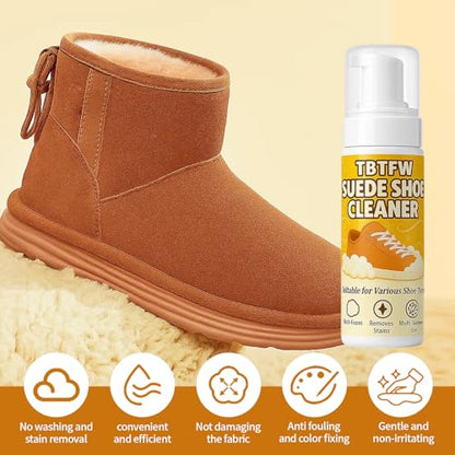 TBTFW Suede Shoe Cleaner, 6.7 Oz Foam Shoe Cleaner, for Removing Stains From Sports Shoes, Leather, and Suede Leather