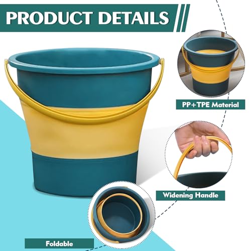 Collapsible Bucket 4.5 Gallon/17L Large Capacity Foldable Cleaning Buckets - color: Large Blue