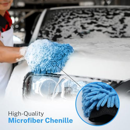 Stayfree SM Arnold Chenille Wash Mitt for Scratch-Free Cleaning, 2 Pack - color: Blue, size: 7.5" x 10.5" (Pack of 2)
