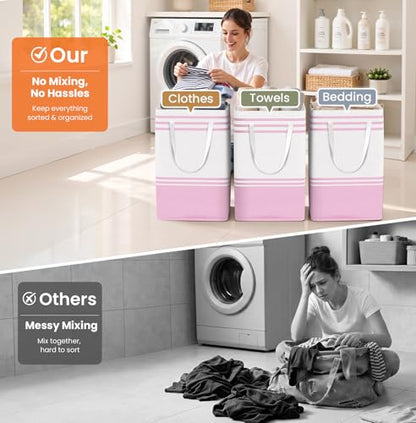 TranquilRelax 3-Pack Laundry Basket, Laundry Hamper, Pink-75L - color: Pink, size: 75L