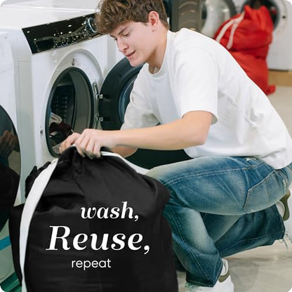 Handy Laundry Bag with Shoulder Strap 30"x40" 2-Pack, Heavy Duty, Black - color: Black, size: 2-Pack