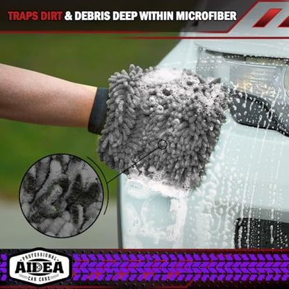 AIDEA Car Wash Mitt Microfiber, 1PK, Car Wash Brush, Grey, 7.12''X10.14'' - color: Grey, size: 1PK-7.12''X10.14''