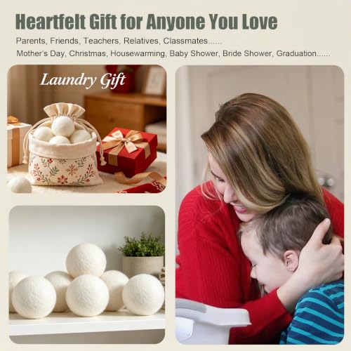 Wool Dryer Balls 6 Pack, 100% New Zealand Wool to Core - color: 3.0"-white-6pcs
