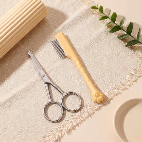 Pet Eye Comb and Scissors Set, Tear Stain Remover for Dogs Cats