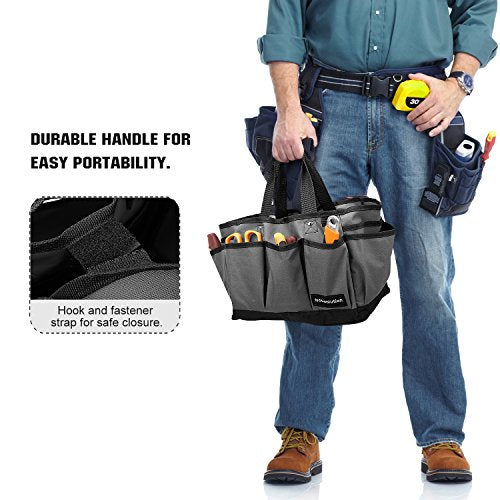 Housolution 14 Inch Gardening Tote Bag, Garden Tool Storage Bag, Gray+Black - color: Gray & Black, size: 14 Inch
