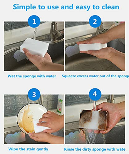 Magic Sponges Eraser,10 Pack Melamine Sponge Bulk,2X Density,Long Lasting - color: White, size: 3.93x2.36x0.79in