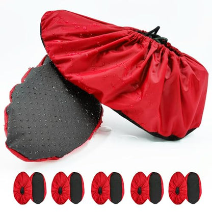 NAEE 5 Pairs Waterproof Anti slip Washable Reusable Boots Cover Indoor Shoe covers (L, Red), Large - color: Red, size: Large