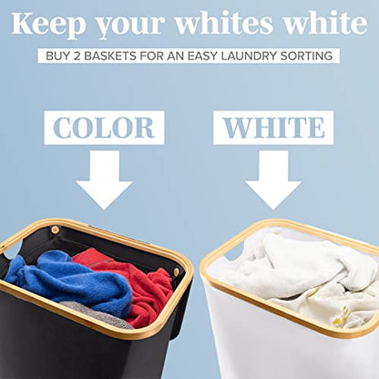 LONBET Laundry Basket with Lid, Made from Breathable Fabric | Aesthetic Clothes Hampers for Laundry with Side Handles & Sturdy Bamboo Frame (26 Gallons - Single, Black) - color: Black, style: 26 Gallons - Single