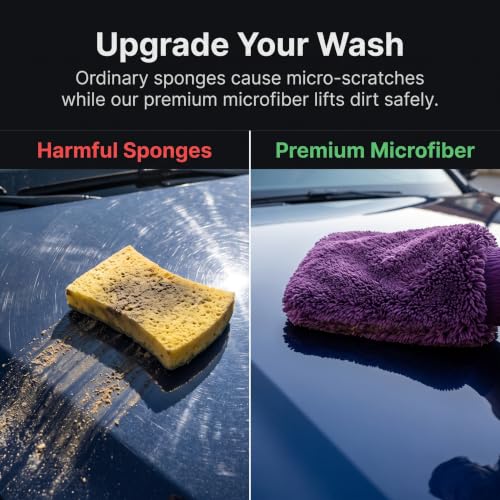 Purple Microfiber Car Wash Mitt – Thickened Chenille Cleaning Glove for Car Windows & Detailing, Dual Use Wet/Dry - color: Purple