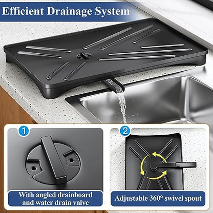SNTD Dish Drying Rack for Kitchen Counter, 11.8" W x 16.7" L, Black - color: Black