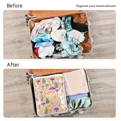 Mesh Laundry Bags Lingerie Bags for Washing Delicates 2 PCS Durable Wash Bag with Zipper Small and Medium Washable Mushroom Colorful Pattern - color: Mushroom Leaves Pink Green