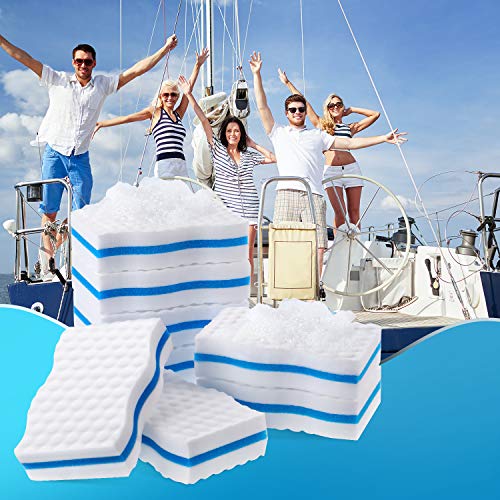 Outus 8 Pack Boat Erasers for Cleaning Magic Scuff Sponge Boating Erasers Accessories Gifts Hull Cleaner Vinyl Seat Cleaner All Purpose Scrubber Kitchen Bathroom Shower Oven Cleaning Supplies - style: Wave