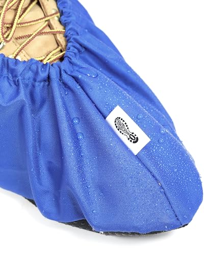 2 Pairs Non Slip waterproof Reusable shoe Covers for contrators and Carpet Floor Protection, Machine Washable. BLUE MEDIUM - color: Blue, size: Medium