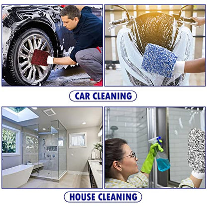Tallew 5 Pcs Microfiber Car Wash Mitt for Car Washing 7 x 11 Inch, Classic - color: Blue, Black, Red, White, Grey