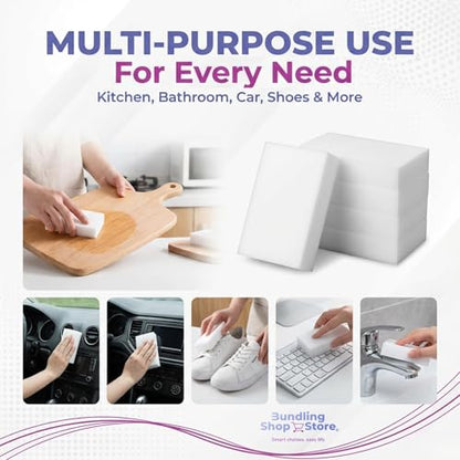Melamine Sponge- Cleaning Pads 120 Count, High Density, Scratch Free Sponges (3.93in X 2.36in X 0.78in) for Kitchen, Bathroom, Tiles, Walls & Multi-Surface Cleaning