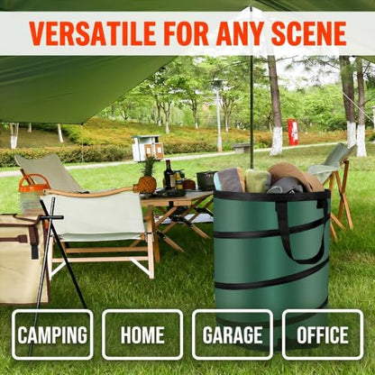 Collapsible Pop Up Outdoor Trash Can 13 Gallons-with Zippered Lid - size: 13 Gallons-With Lid