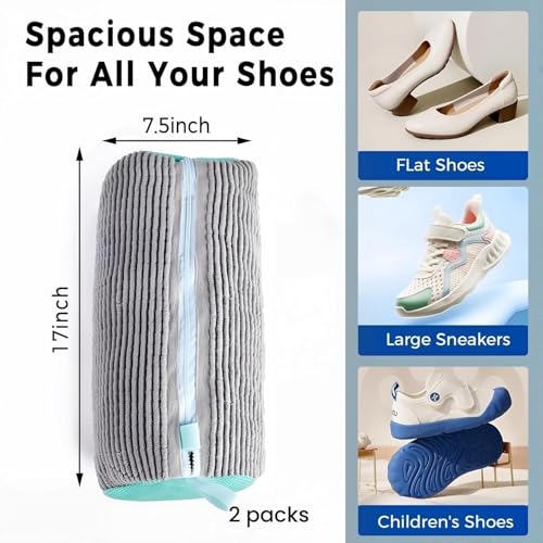 Shoe Washing Machine Bag, Thick Mesh Laundry Bag with Zipper Lock, Anti-Deformation Reusable Shoe Cleaner Bag for Sneakers Canvas Athletic Shoes 1-Pack Grey - color: Grey