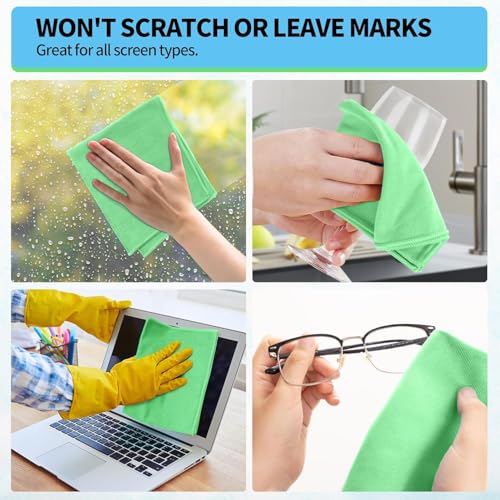 Microfiber Cleaning Cloth, 6 Pack Glasses Cleaning Cloth, 16" ×14" Window Cleaning Rags, Streak Free Lint Free Polishing Cloths Wipes for Eye Glass Stainless Steel Windshield, Sage Green - color: Sage Green, size: 16" x 14"