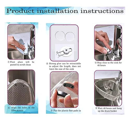 Kitchen Triangle Sink Strainer, Corner Sink Strainer, Multifunction Sink Drain Strainer Basket, Stainless Steel Food Catcher Strainer for Kitchen Waste, Vegetable, Fruits (Silver) (CF-001)