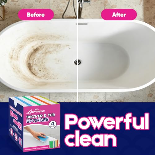 LAUNDRYLUX Magic Sponge Erasers, 4 Pack Dual-Sided Shower & Tub Cleaner - size: 4 Count