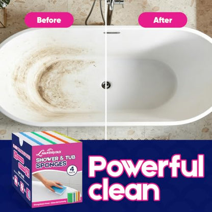 LAUNDRYLUX Magic Sponge Erasers, 4 Pack Dual-Sided Shower & Tub Cleaner - size: 4 Count