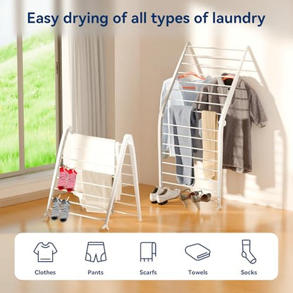 Whitmor Spacemaker Folding Drying Rack, Indoor Clothes Organizer with Patent-Pending Design, Space Saving, 6" L x 26" W x 51.5" H,Pearl - color: Pearl