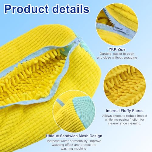 2PCS Laundry Shoe Bags for Washing Machine (Yellow) - color: Yellow