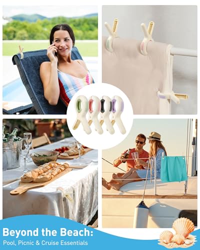 Beach Towel Clips 12-Pack - Heavy Duty Stainless Steel Spring Clamps for Sand, Wind, Pool, Cruise Chairs - Plastic Clips for Towels, Blankets, Fabric - Vacation Essentials 2026