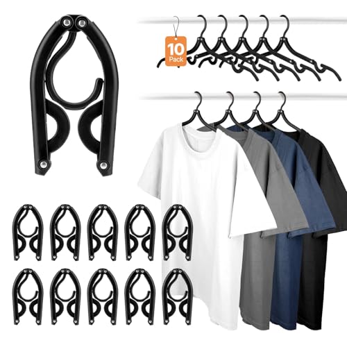 HOUSE DAY Black Travel Hangers 10 Pack, Foldable Hangers for Cruises - color: Black, size: 10 Pack