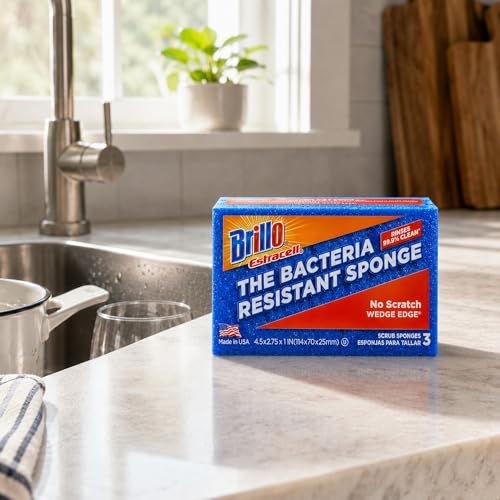 Brillo Estracell No Scratch Scrub Sponge with Wedge Edge, 3-Count