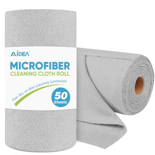 AIDEA Microfiber Cleaning Cloth Roll-50PK, Paper Towels Reusable 11.5×11.5" - color: Grey